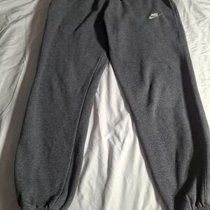 Nike Dark Charcoal Gray Sweatpants with White Swoosh
